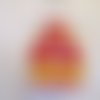 Tablier en toile cirée enfant prune avec des macarons multicolores 4/6 ans