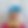 Foulard chimio, turban enfant de couleur bleu turquoise unie