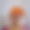Foulard chimio, turban enfant de couleur orange uni avec des pois blanc
