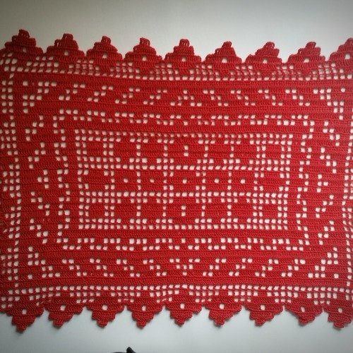 Napperon set de table au crochet (modèle n° 13) 47 cm rouge