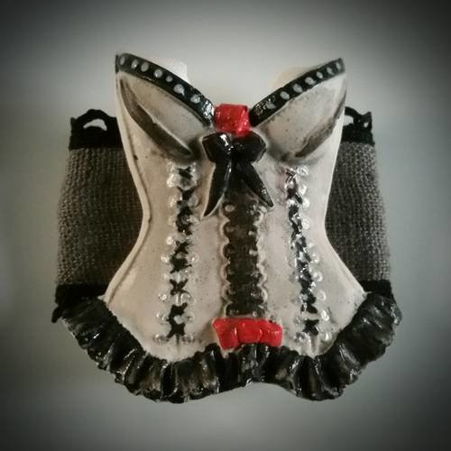 Lot de 2 ronds de serviette "corset" en lin et plâtre 