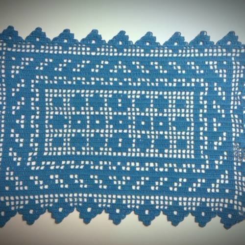Napperon set de table au crochet (modèle n° 13) 47 cm bleu canard