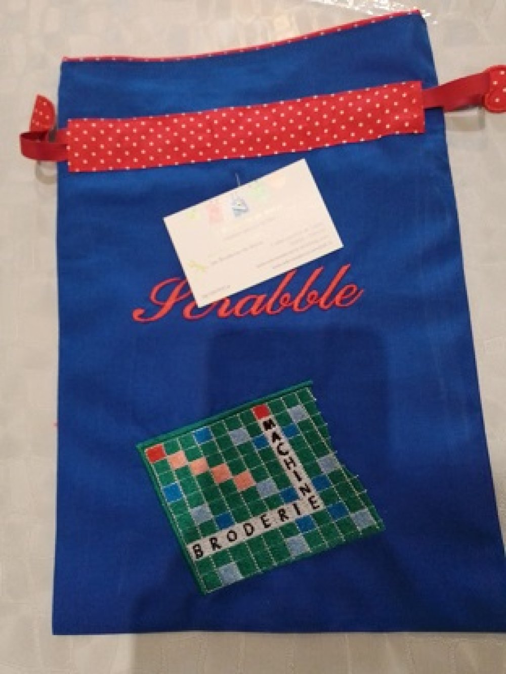 Pochette pour jeux de loto personnalisée en broderie