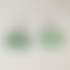 Boucles d'oreilles cabochons en verre vert et blanc