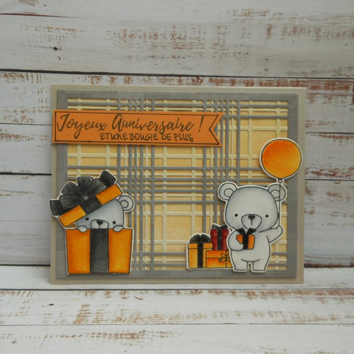 Carte Anniversaire Ourson Gris Et Orange Enfant Garcon Un Grand Marche