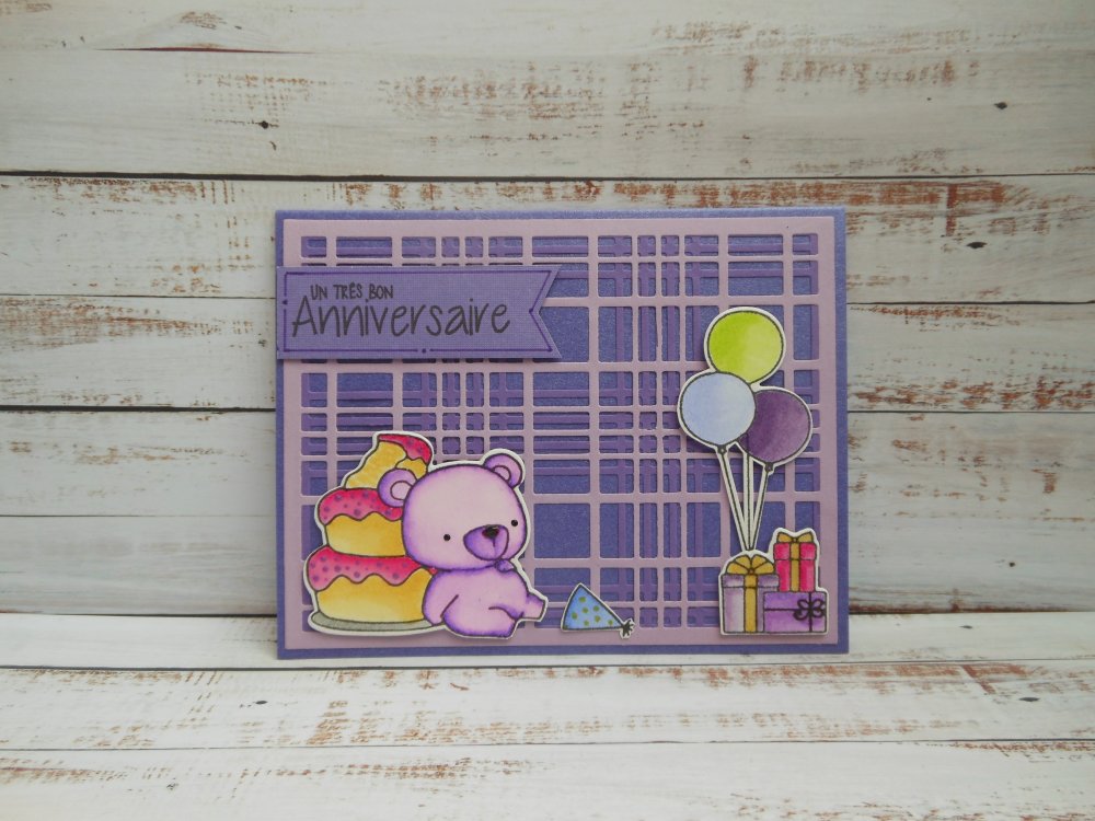 Carte Anniversaire Ourson Violet Enfant Fille Un Grand Marche