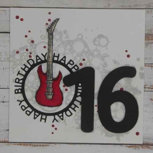 Carte anniversaire 16 ans, guitare rouge ado garçon fille fait main - Un  grand marché