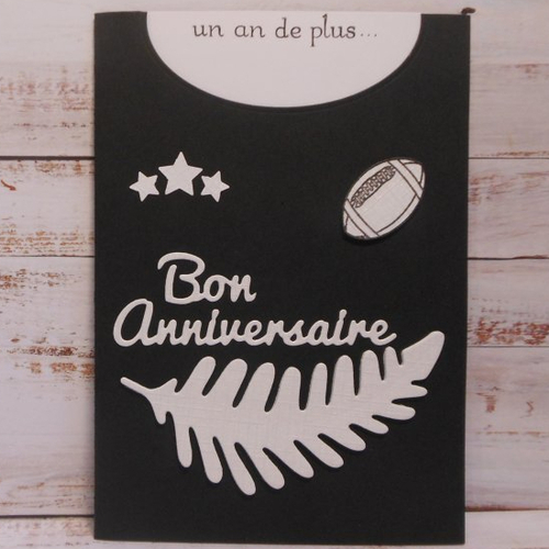 Carte anniversaire masculine homme sport rugby, inspiration maillot  couleurs all black fait main - Un grand marché