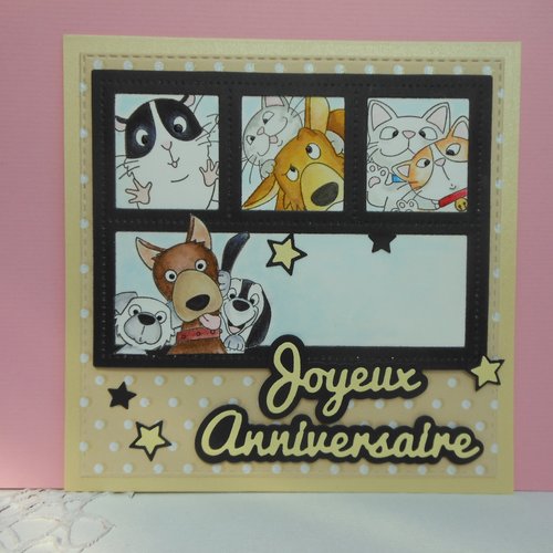 Carte Anniversaire Selfies Chien Chat Jaune Un Grand Marché