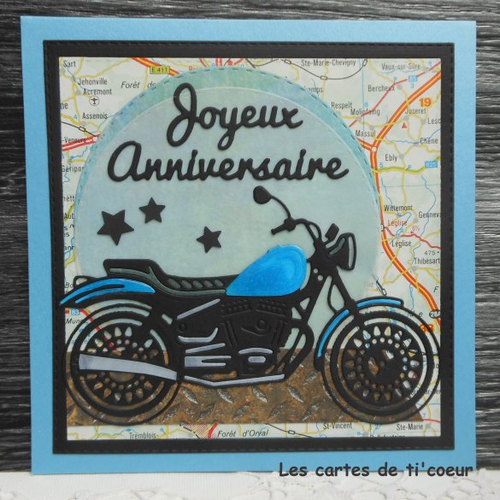 Carte Anniversaire 15 X 15 Moto Roadster Bleu Homme Ou Femme Un Grand Marche