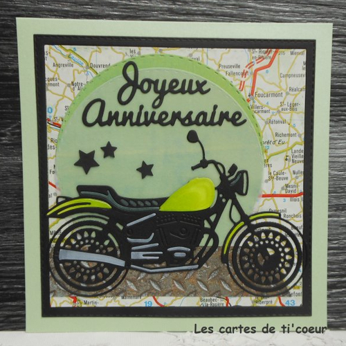 Vendu Carte Anniversaire 15 X 15 Moto Roadster Vert Homme Ou Femme Un Grand Marche