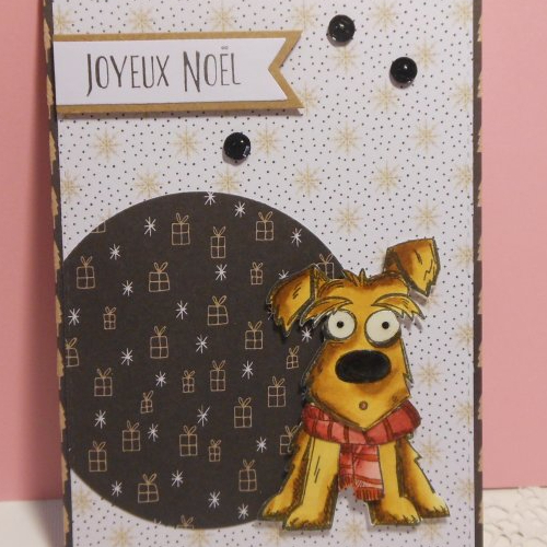 Carte De Voeux Petit Chien Noir Et Blanc Joyeux Noel Un Grand Marche