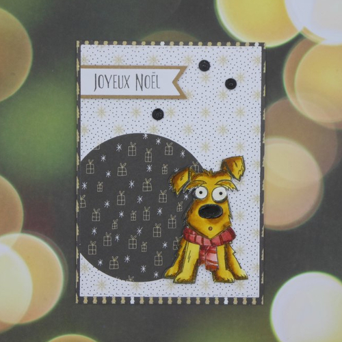 Carte De Voeux Petit Chien Noir Et Blanc Joyeux Noel Un Grand Marche