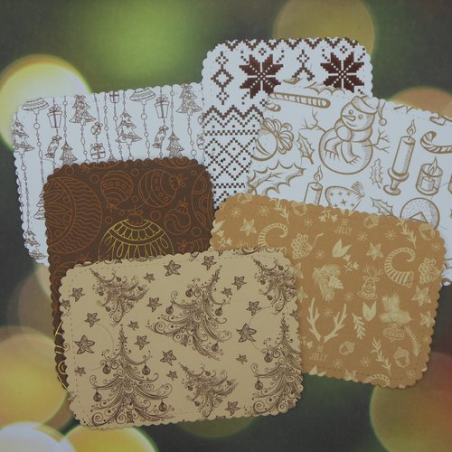 Noël option carte : insert complément support carte cadeau, chèque ou billet blanc et marron kraft cuivre chocolat
