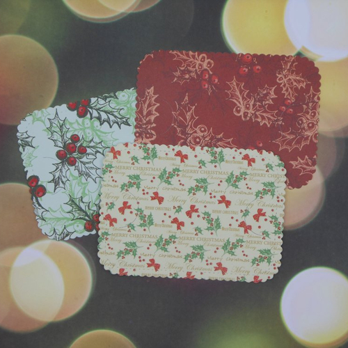 Option carte : insert complément support carte cadeau, chèque ou billet, houx de noël rouge et vert
