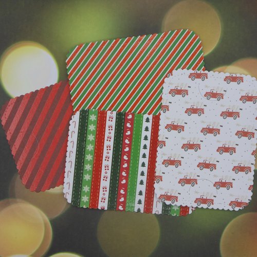 Noël option carte : insert complément support carte cadeau, chèque ou billet, rayures rouges et vert