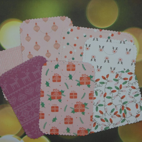 Noël option carte : insert complément support carte cadeau, chèque ou billet  noël tons de rose