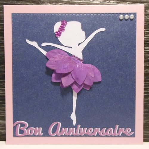 Carte Anniversaire Danseuse Blanche Fleur Violette Enfant Fille Un Grand Marche