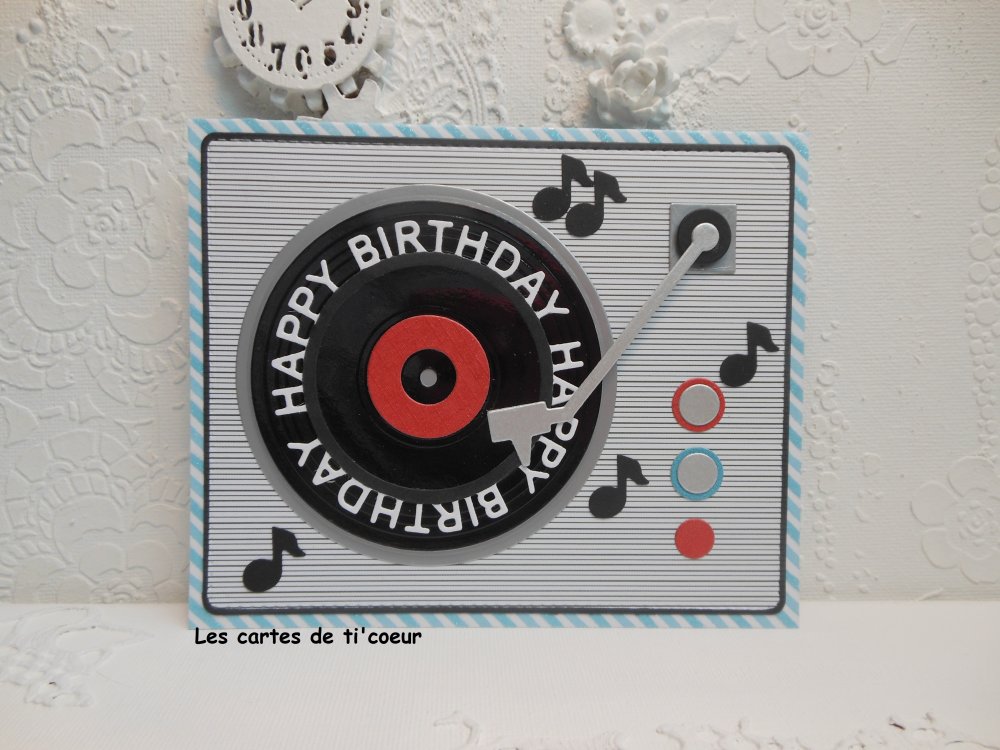 Carte Anniversaire Musique Platine Disque Rouge 2 Masculine Homme Un Grand Marche