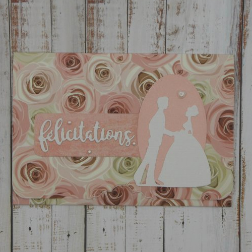 Pochette félicitations mariage pour carte cadeau chèque ou billet roses fait main format carte postale