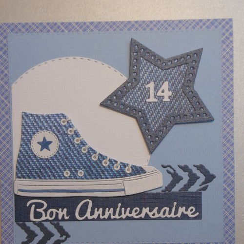 Carte Anniversaire 14 Ans Chaussures Bleues Ado Garcon Fille Un Grand Marche
