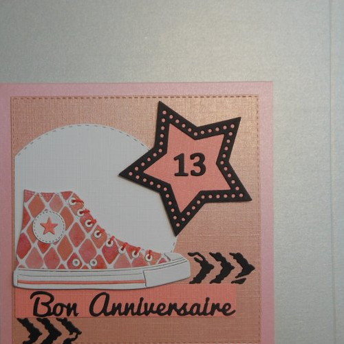 Carte Anniversaire 15 X 15 Chaussures Hautes Age Personnalisable 13 Ans Ecailles Rose Saumon Un Grand Marche