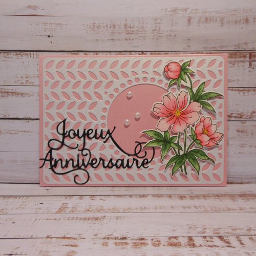 Carte Anniversaire Blanc Ajoure Rose Fleurs Roses Un Grand Marche