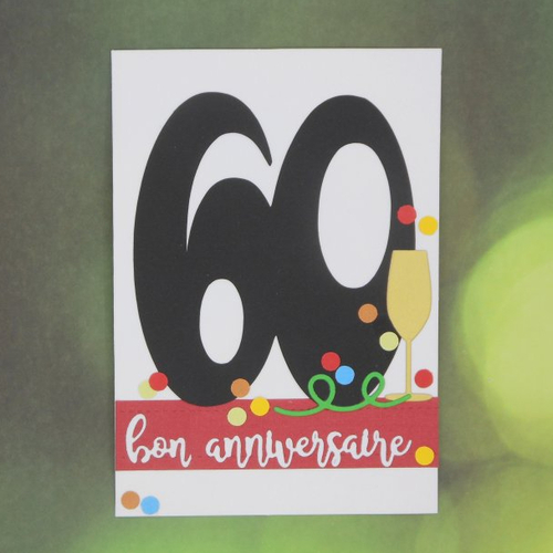 Carte anniversaire 60 ans coupe de champagne or et confettis fait main - Un  grand marché