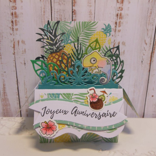 Carte Anniversaire Pop Up Boite Ananas Cameleon Tropical Un Grand Marche