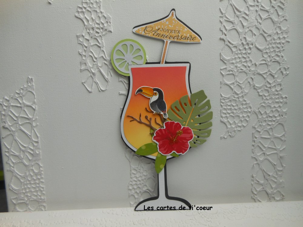 Carte Anniversaire En Forme De Cocktail Oiseau Tropical Un Grand Marche