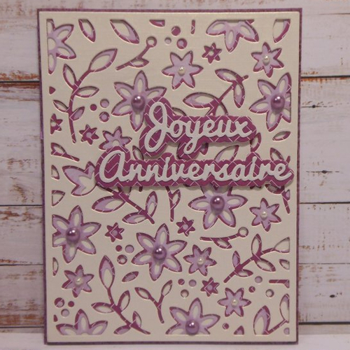 Carte anniversaire fleurs violet et rose fille enfant fait main - Un grand  marché