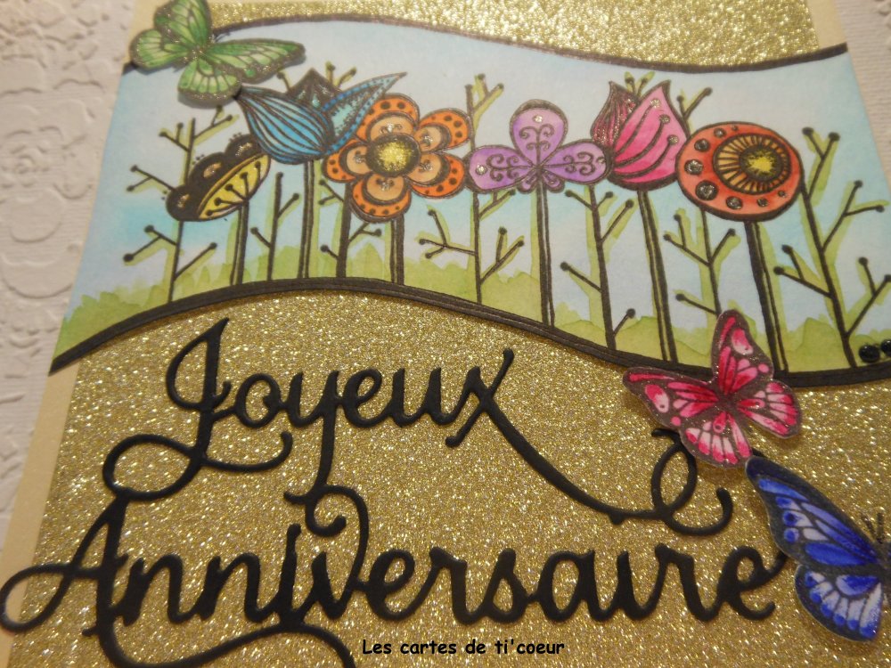 Carte Anniversaire Champs De Fleurs 3 Papillons Un Grand Marche