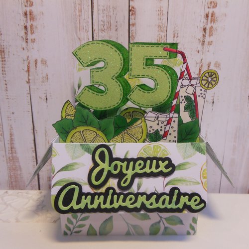 Carte Anniversaire 35 Ans Pop Up Boite Theme Mojito Un Grand Marche