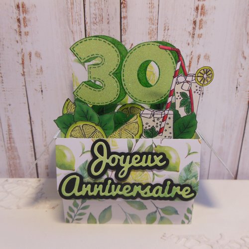 Carte Anniversaire 30 Ans Pop Up Boite Theme Mojito Un Grand Marche