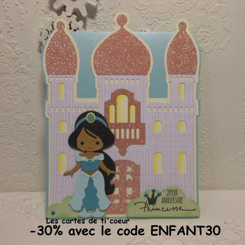 Carte anniversaire princesse orientale et son palais fait main