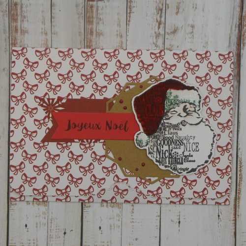 Pochette de noël pour carte cadeau chèque ou billet père noël cadeaux noeud rouge blanc fait main format carte postale