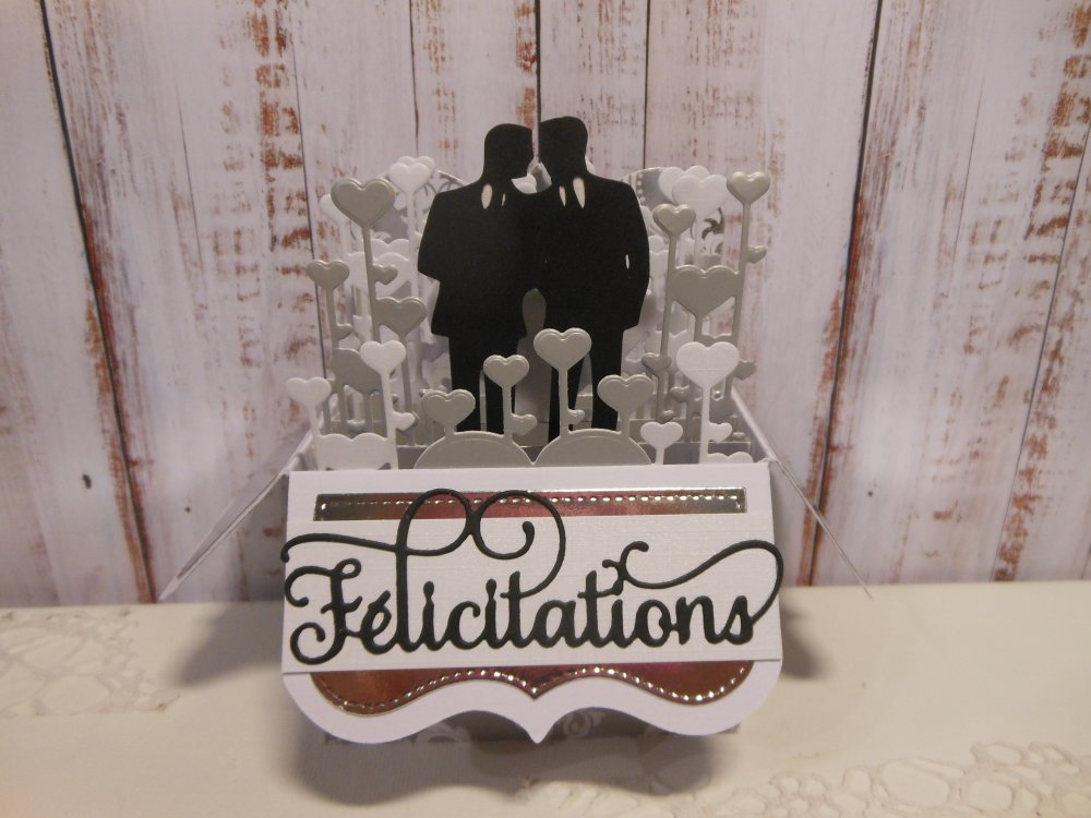 Carte Felicitations Mariage Pacs Hommes Pop Up Boite Argent Blanc Gris 2 Un Grand Marche