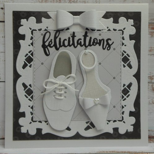Carte félicitations mariage paire de chaussures blanc fait main