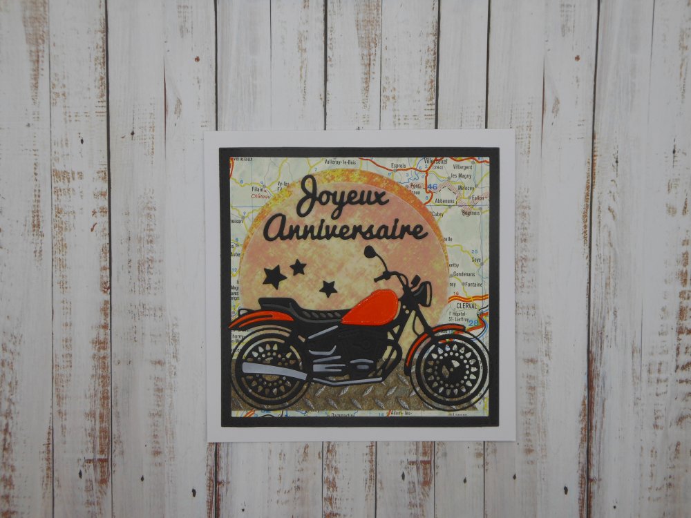 Carte Anniversaire 15 X 15 Moto Roadster Orange 2 Homme Ou Femme Un Grand Marche