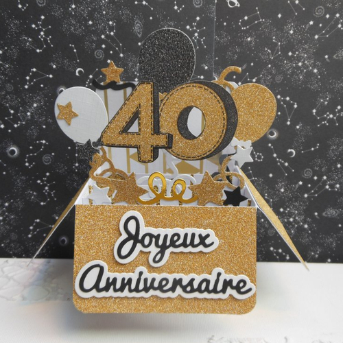 Carte Anniversaire Pop Up Boite 3d 40 Ans Or Blanc 2 Homme Ou Femme Ou Mariage Un Grand Marche