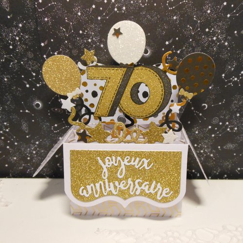 Carte Anniversaire Pop Up Boite 70 Ans Blanc Or Homme Ou Femme Un Grand Marche