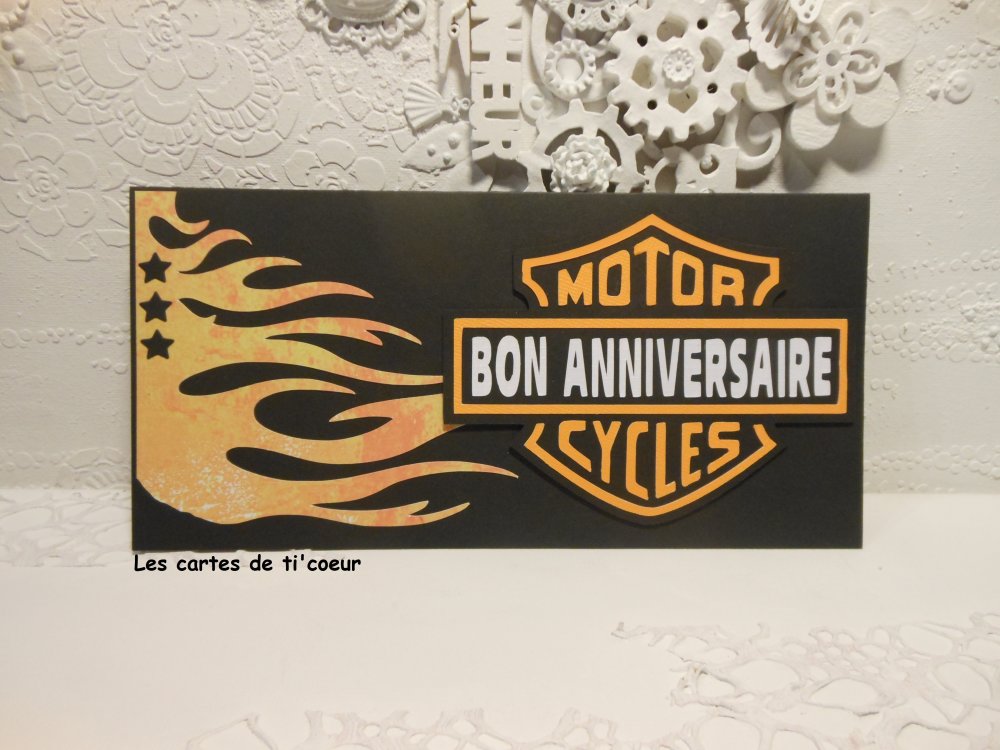 Carte Anniversaire 10 5 X 21 5 Motard Biker Couleurs Harley Davidson Masculine Homme Un Grand Marche