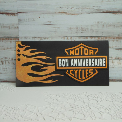 Carte Anniversaire 10 5 X 21 5 Motard Biker Couleurs Harley Davidson Masculine Homme Un Grand Marche