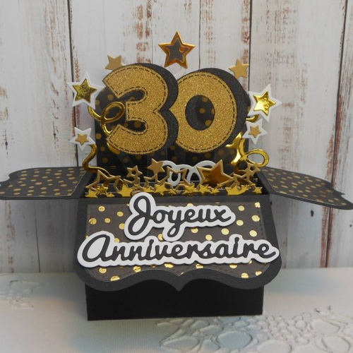 Carte Anniversaire Pop Up Boite 3d 30 Ans Noir Or Femme Mariage Masculine Homme Fait Main Un Grand Marche