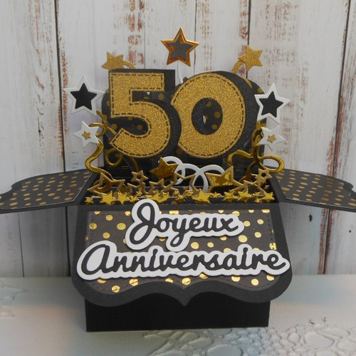 Carte Xl Anniversaire De Mariage 50 Ans Noces D Or 14 5 X 21 Modele 2 Fait Main Un Grand Marche