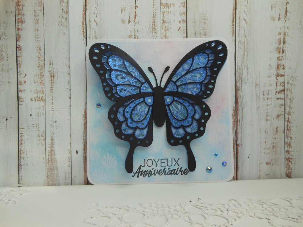 Carte d'anniversaire, carte pop up, nature et papillons