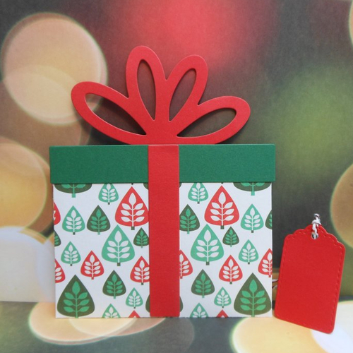 Pochette cadeau de noël pour carte cadeau sapin stylisés rouge et vert fond blanc fait main