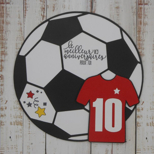Carte anniversaire ballon de football masculine homme sport foot, maillot rouge fait main