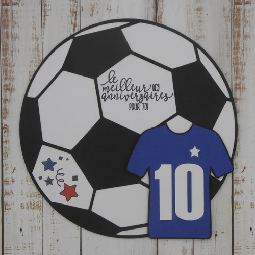 Carte anniversaire ballon de football masculine homme sport foot, maillot bleu fait main