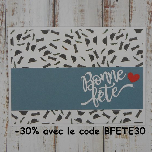 Carte bonne fête masculine homme bleu chapeaux moustaches noir et blanc fête des pères papa grand-père papy papi fait main